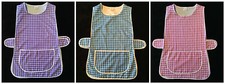 NEW LADIES PLUS SIZES 8-30 DOUBLE CHECK PRINT SIDE BUTTON OVERALL TABARD APRON