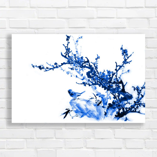 Chinese bird painting blue - bird,