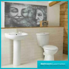 Bathroom Suite Toilet WC 2Tap Hole Basin Sink Close Coupled Toilet Full Pedestal