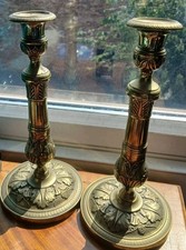 A  PAIR OF 19TH CENTURY NAPOLEONIC EMPIRE STYLE /BRASS CANDLESTICKS.GOOD DETAILS
