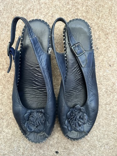 Women navy leather sandal - leather,