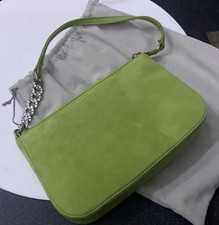Vtg Beverley Feldman Lime Green Suede Small Diamante Clutch Evening Bag Handbag