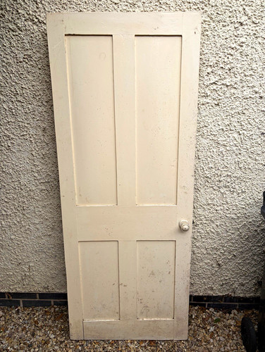 White painted wood panel - wood, 4-panel