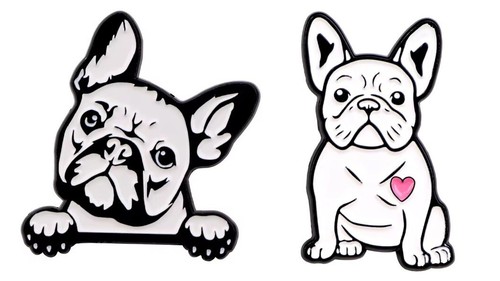 French bulldog enamel pin - french,
