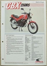 HONDA CBX 250RS-E Sports Single Motorcycle Sales Specification Leaflet Mar 1984