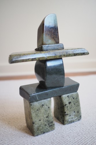 Inukshuk dark green soapstone - inukshuk,