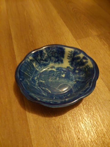 Antique ironstone blue bowl - blue,