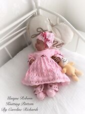 “Tulip ” Dress Set Knitting pattern for Reborn doll 16 -22” or 0-3 Mth Old Baby