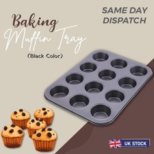 muffin tray 12 Cupcake tin Non Stick Carbon Steel Baking Pan Yorkshire Pudding