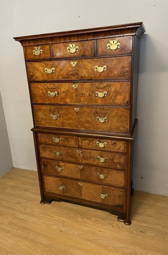 C19th burr walnut - chest, on