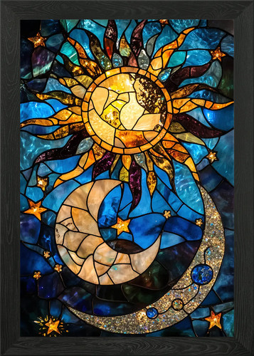 Stained glass sun moon - sun,