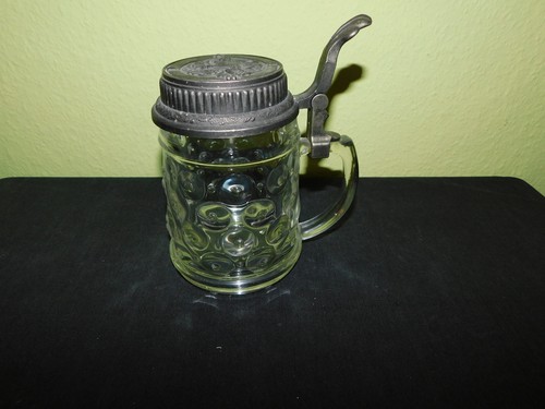 Beer stein with pewter lid - beer,