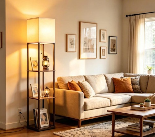 Standard floor lamp with shelf - standard,