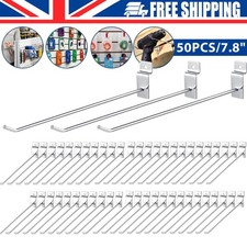 50X SLATWALL HOOKS ACCESSORY SINGLE PRONG SHOP RETAIL DISPLAY HANGER 20cm UK,