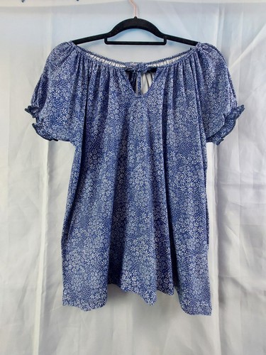 Aura blue floral peasant top - floral,