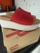 FitFlop Eloise Espadrilles Red Suede Slides Size Uk 6.5 Rare New