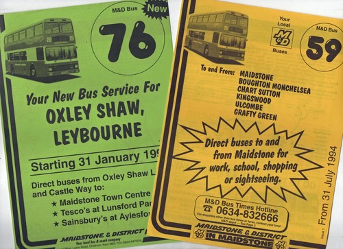 Bus timetable leaflets - m&d,