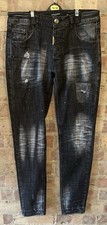 Alessandro Zavetti Distressed Jeans W30 L29 Rise 9.5” Paint Splash Button Fly