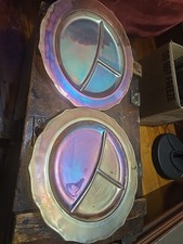 Vintage Marigold Depression Glass Divided Plates. Set Of 2.