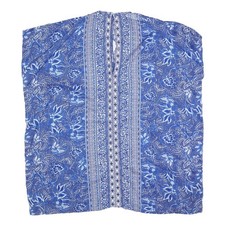 MONSOON Womens Blue Cotton Blend Day Dress Floral Pattern Sleeveless M