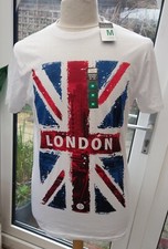 BNWT Size M Union Jack Print White T-Shirt Primark Cotton , Chest 38-40 Inch