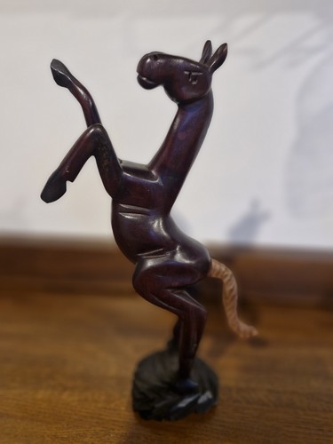 Carved wooden rearing horse - wooden,