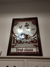Vintage Hotel De Paris First Class Printed Mirror RARE Mucha Era Big 69 By 98 Cm