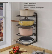 Kitchen Pots Organizer 4 Tiers Adjustable Height Space Saving Pan Rack