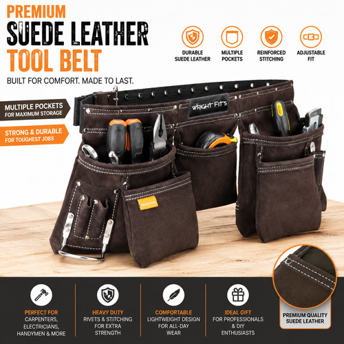 Leather tool belt - leather,