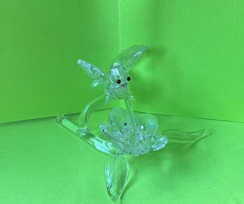 Crystal glass hummingbird and - crystal,