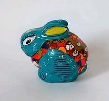 Vintage Talavera Ceramic Rabbit Hand Painted Mexican Folk Art Figurine  Ornament