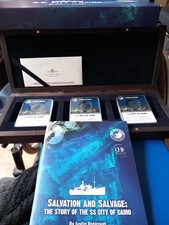 London Mint Office ~ S.S. City Of Cairo WWII Shipwreck ~ 3 × One Rupee Coin Set.