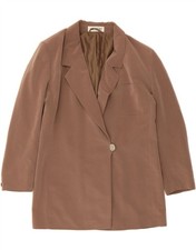 JACQUES VERT Womens 1 Button Blazer Jacket UK 14 Large Brown Polyester HM01