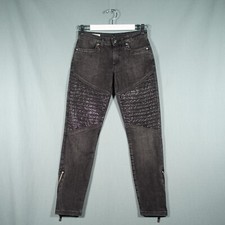 Dirk Bikkembergs Jeans Women 26 Slim Fit Black Denim Biker Style Ankle Zip Pants