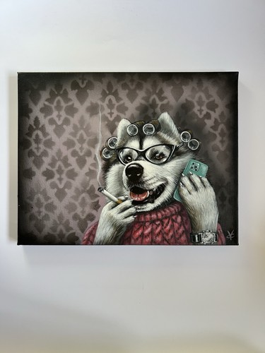 Original husky dog - painting, on