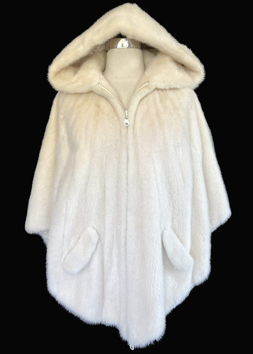 Ivory mink fur - fur, hooded