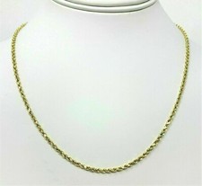 14K Yellow Gold Necklace Gold Hollow Rope Chain 1.8 mm 16''-30'' Genuine
