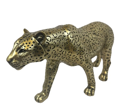 Gold leopard panther statue - panther,