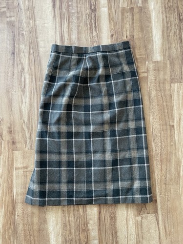 100 wool green tartan skirt - green,