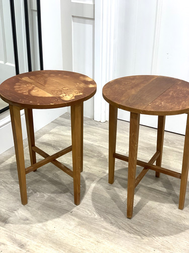 Pair wooden vintage small drop - pair,