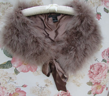 NEW Mink Beige FEATHER Fur Effect TIE STOLE SHAWL Jacket Shrug 8/10/12 Coast £60