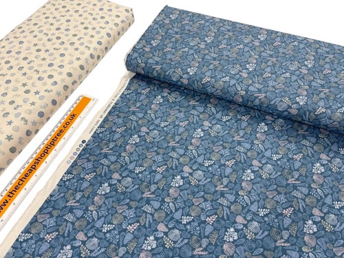 Driftwood blue cotton fabric - blue,