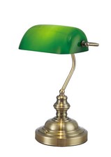 Deco D0085 Morgan Bankers Lamp Table Desk Lamp Antique Brass Green Glass Shade