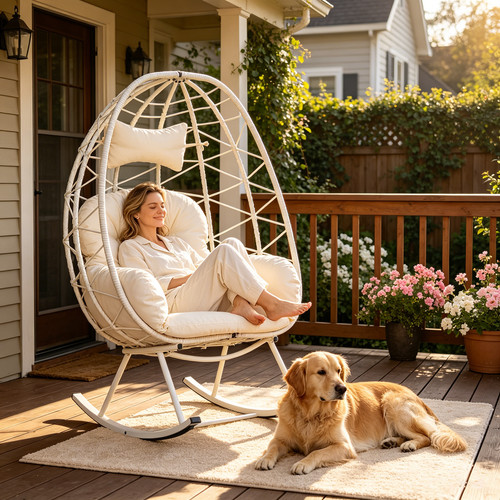 Rattan egg rocking chair - egg,