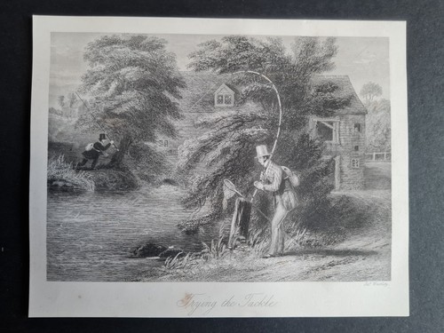 Antique 1856 print - , angling
