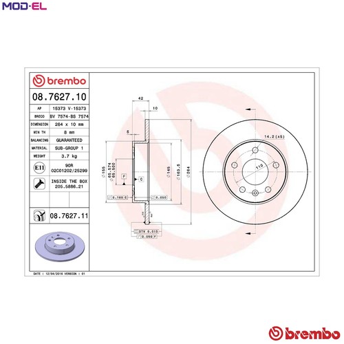 Brake disc 7627 - disc, for