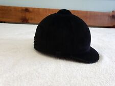 Vintage Black Velvet Riding Hat from Bespoke hatters Herbert Johnson  size 6-5/8