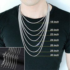 Mens Boys Curb Chain 18"-26" 2mm - 15mm Stainless Steel Silver Cuban Necklace UK