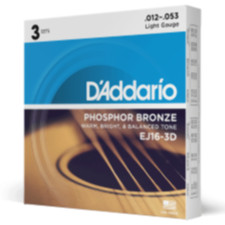 D'Addario Phosphor Bronze Acoustic Guitar Strings 3 Pack 12-53 EJ16-3D