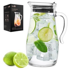 1.8L Glass Water Jug Pitcher Juice Cocktail Iced Tea Carafe with Lid Fridge 